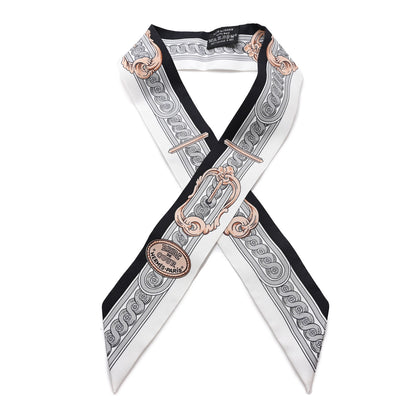 Hermes Silk Bride De Cour Twilly Black White Or Rose 1 of 3