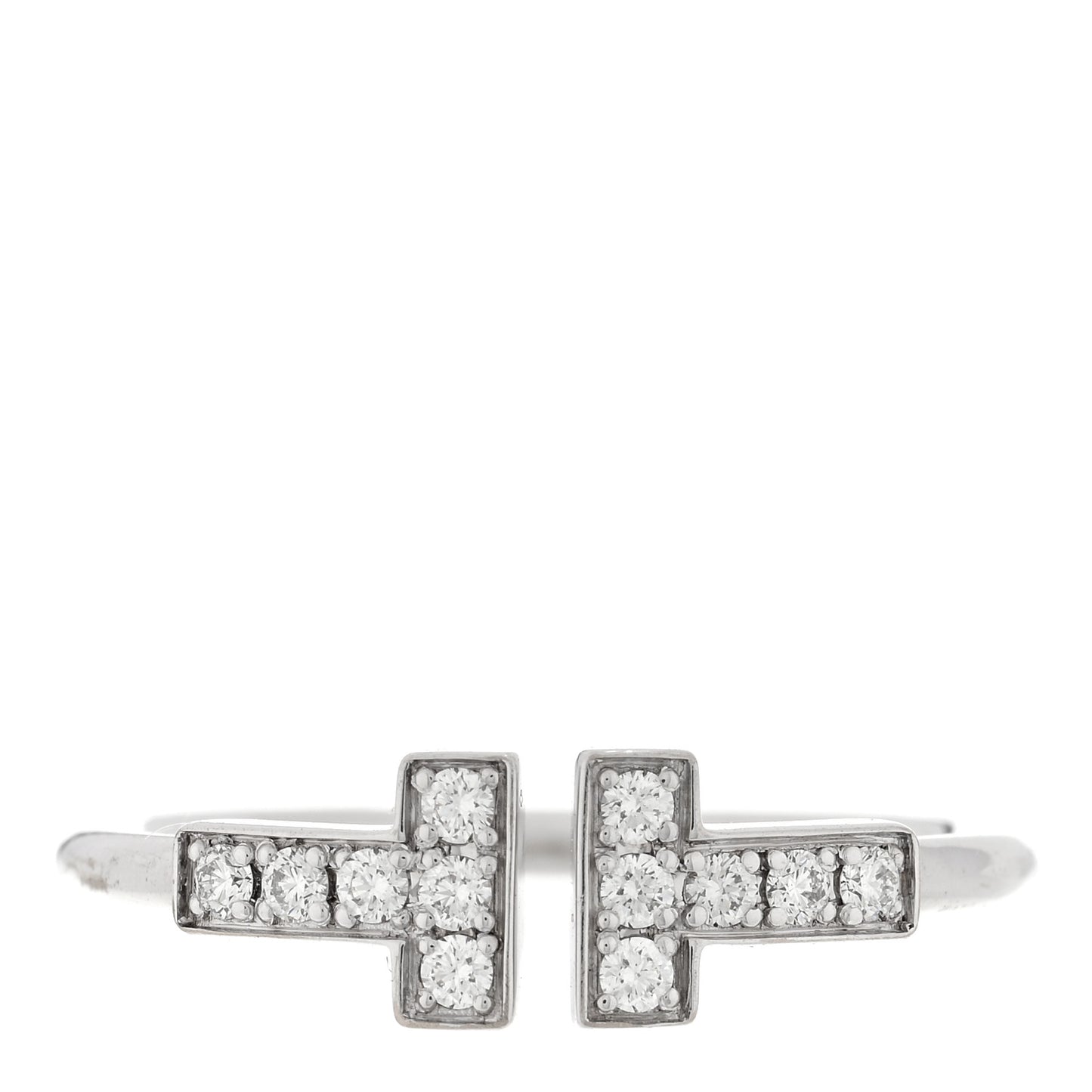 18K White Gold Diamond T Wire Ring 51 5.75