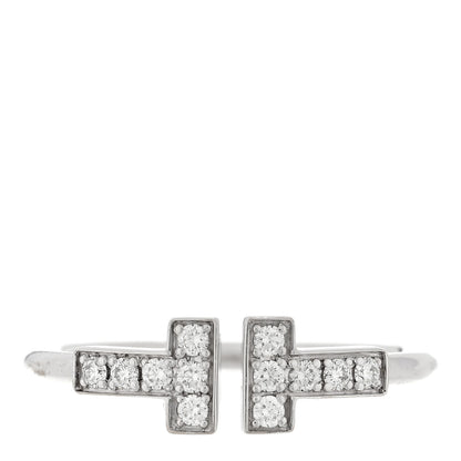 Tiffany 18K White Gold Diamond T Wire Ring 51 5.75 1 of 5