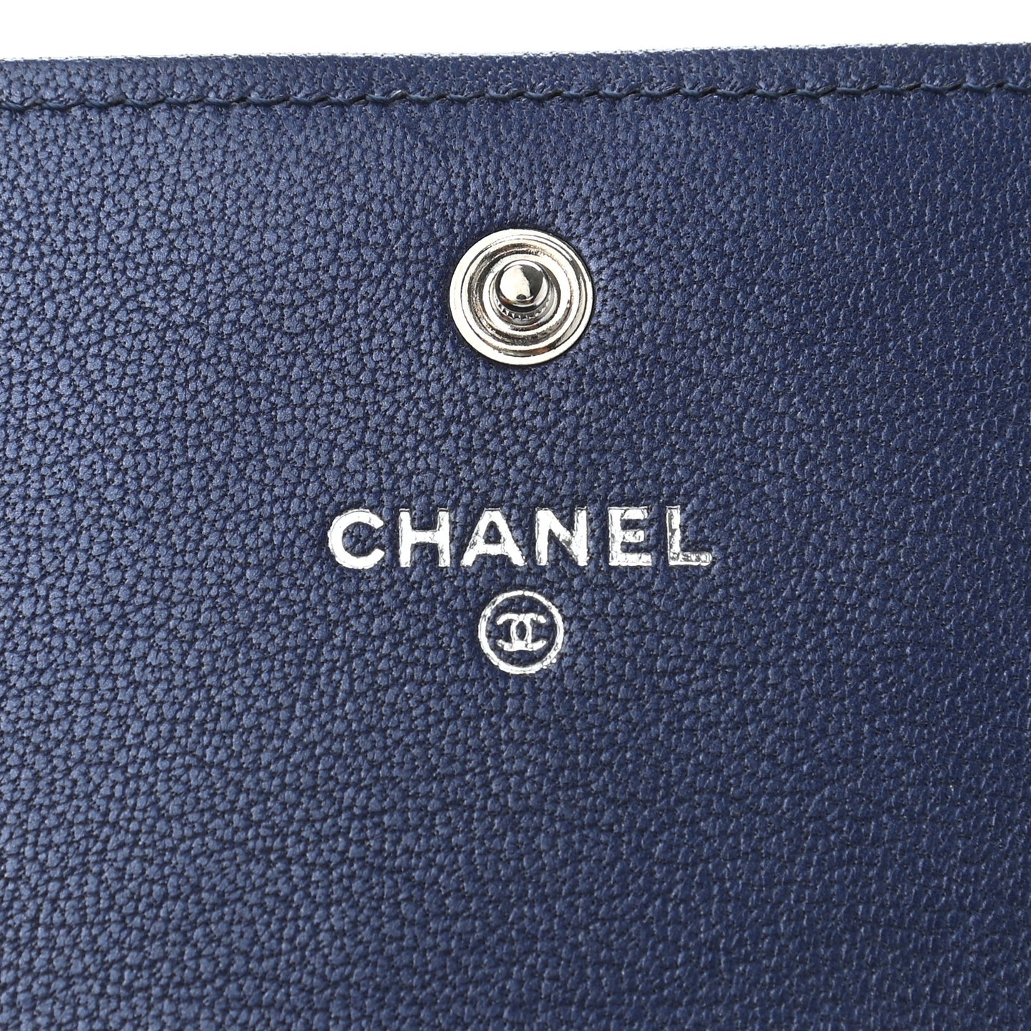 Sheepskin Chevron Quilted Mademoiselle Vintage Flap Wallet Navy