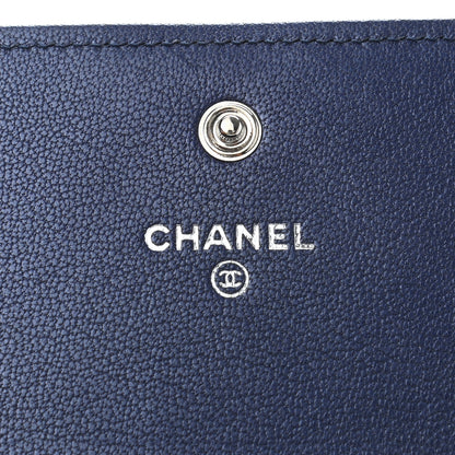 Chanel Sheepskin Chevron Quilted Mademoiselle Vintage Flap Wallet Navy 6 of 9