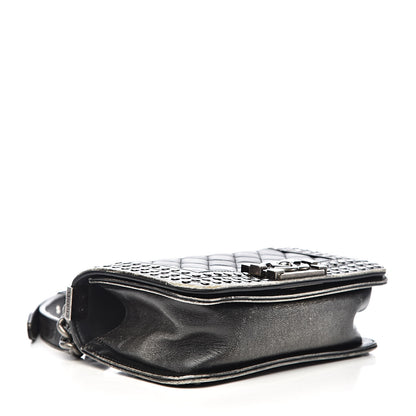 Chanel Faded Calfskin Quilted Small Studded Boy Flap Grey 4 of 13