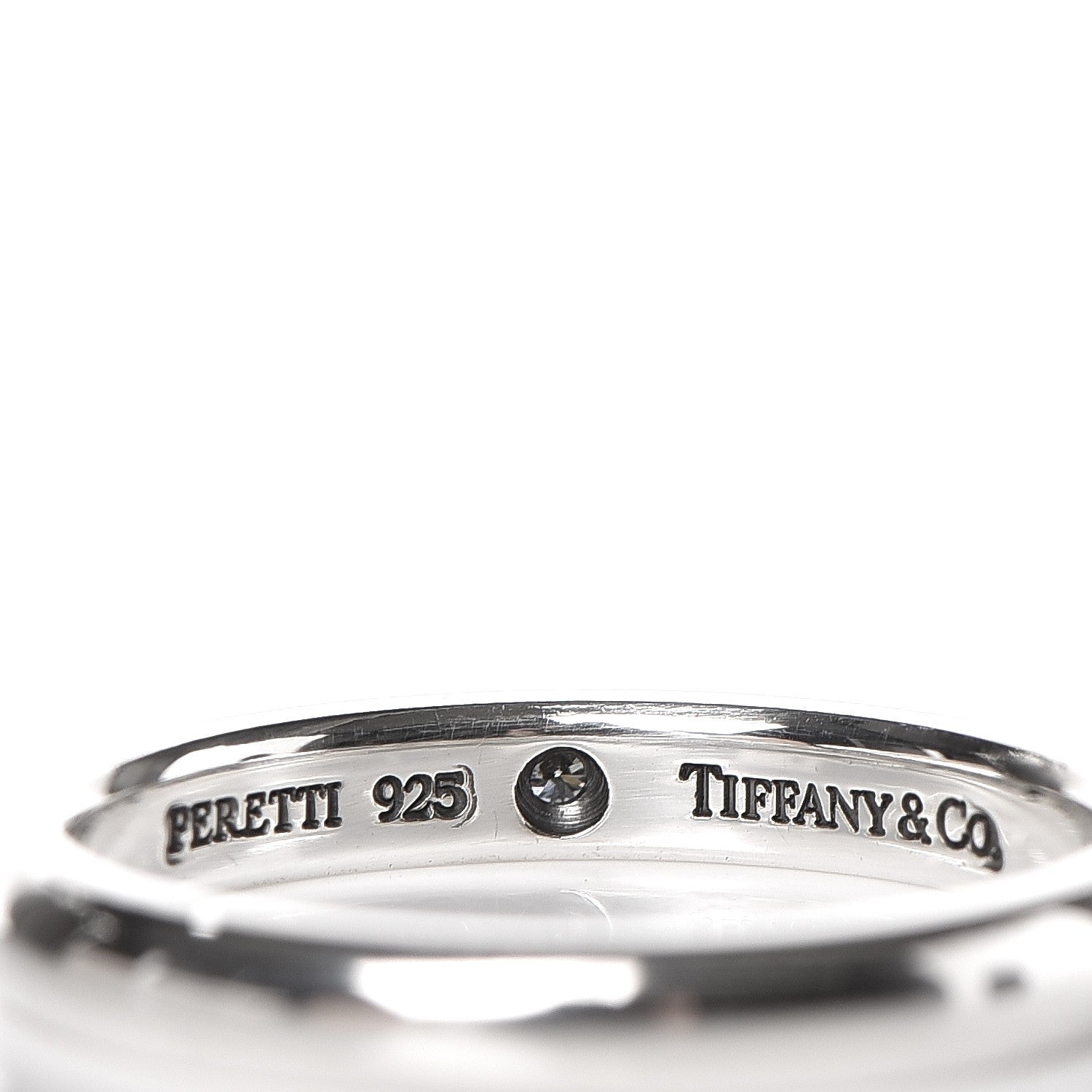 Tiffany Elsa Peretti Sterling Silver Diamond Band Ring 53.1 6.5 4 of 4