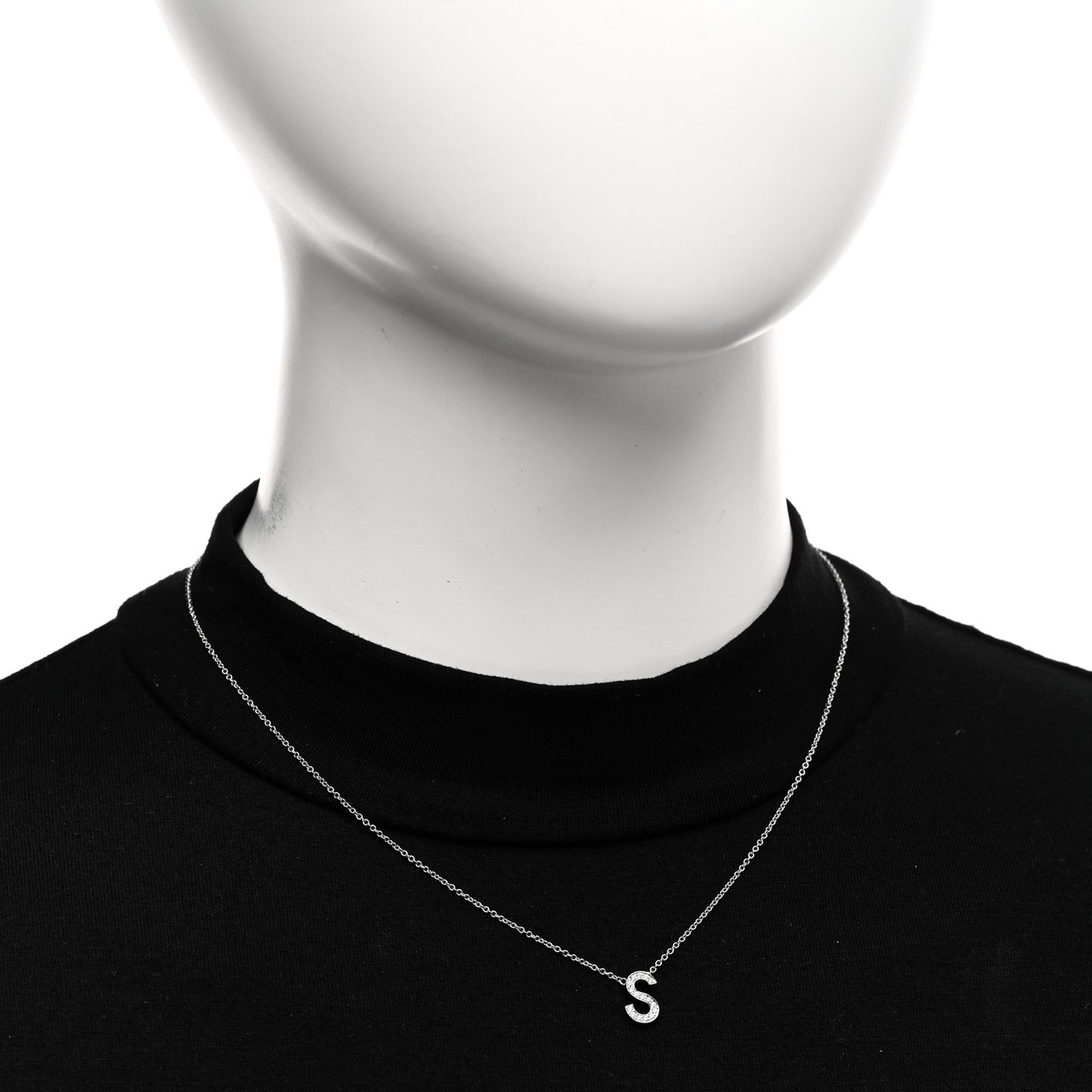 Platinum Diamond Letter S Pendant Necklace