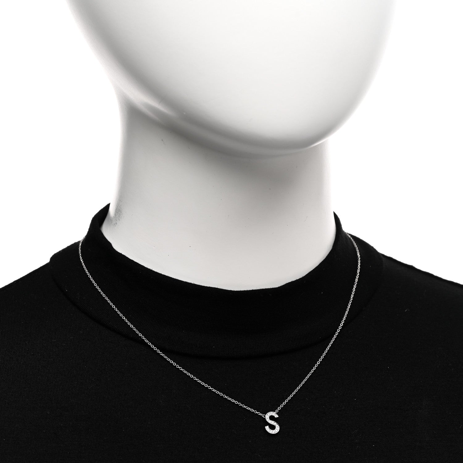 Tiffany Platinum Diamond Letter S Pendant Necklace 2 of 4