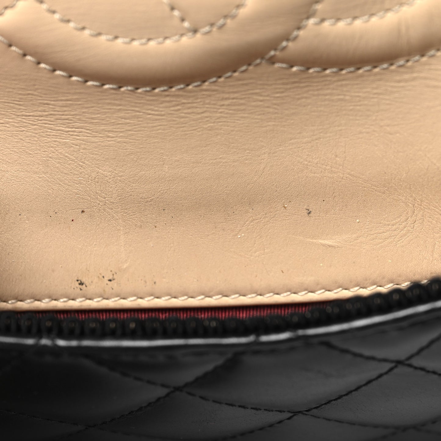 Calfskin Quilted Ballerine Flap Black Beige