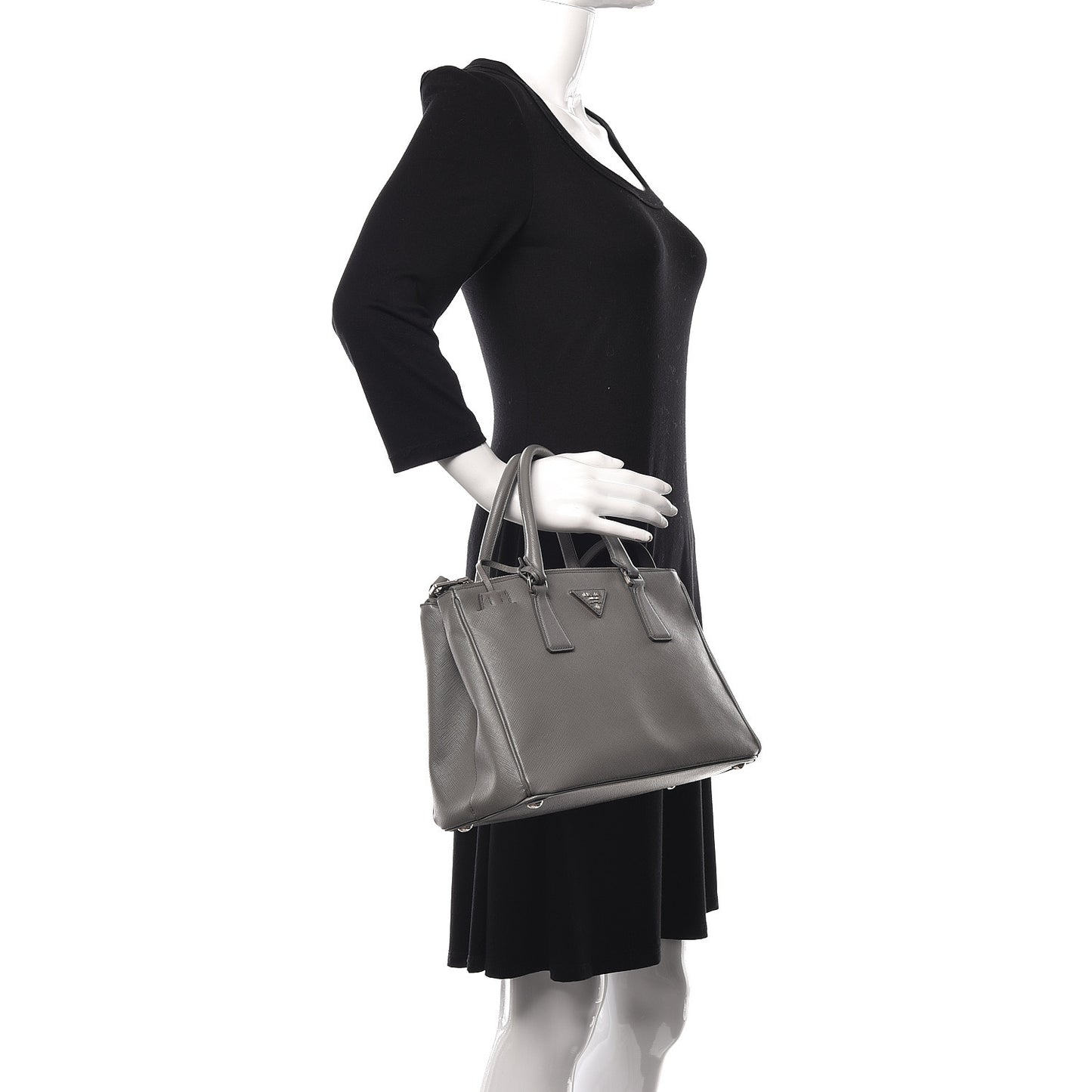 Saffiano Small Galleria Double Zip Tote Marmo