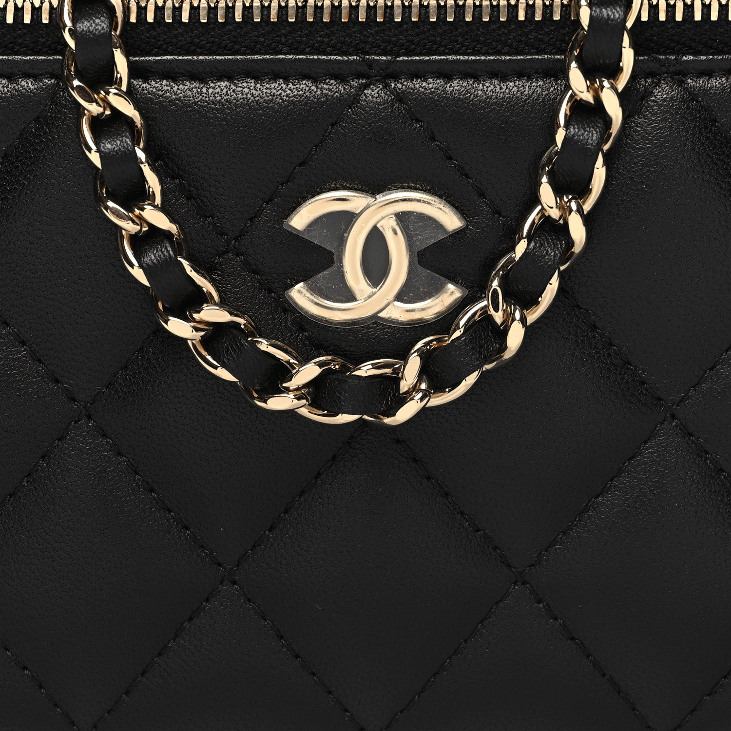Chanel Lambskin Quilted Small Top Handle Vanity Case With Chain Black 9 of 12