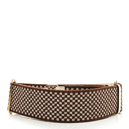 Fendi Ribbon Vitello King Logo Embossed Gingham Woven Adjustable Strap You White Ice Ghianda Ice 2 of 4