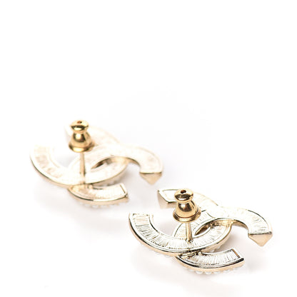 Chanel Crystal Pearl Chain Mania CC Earrings Gold 3 of 5