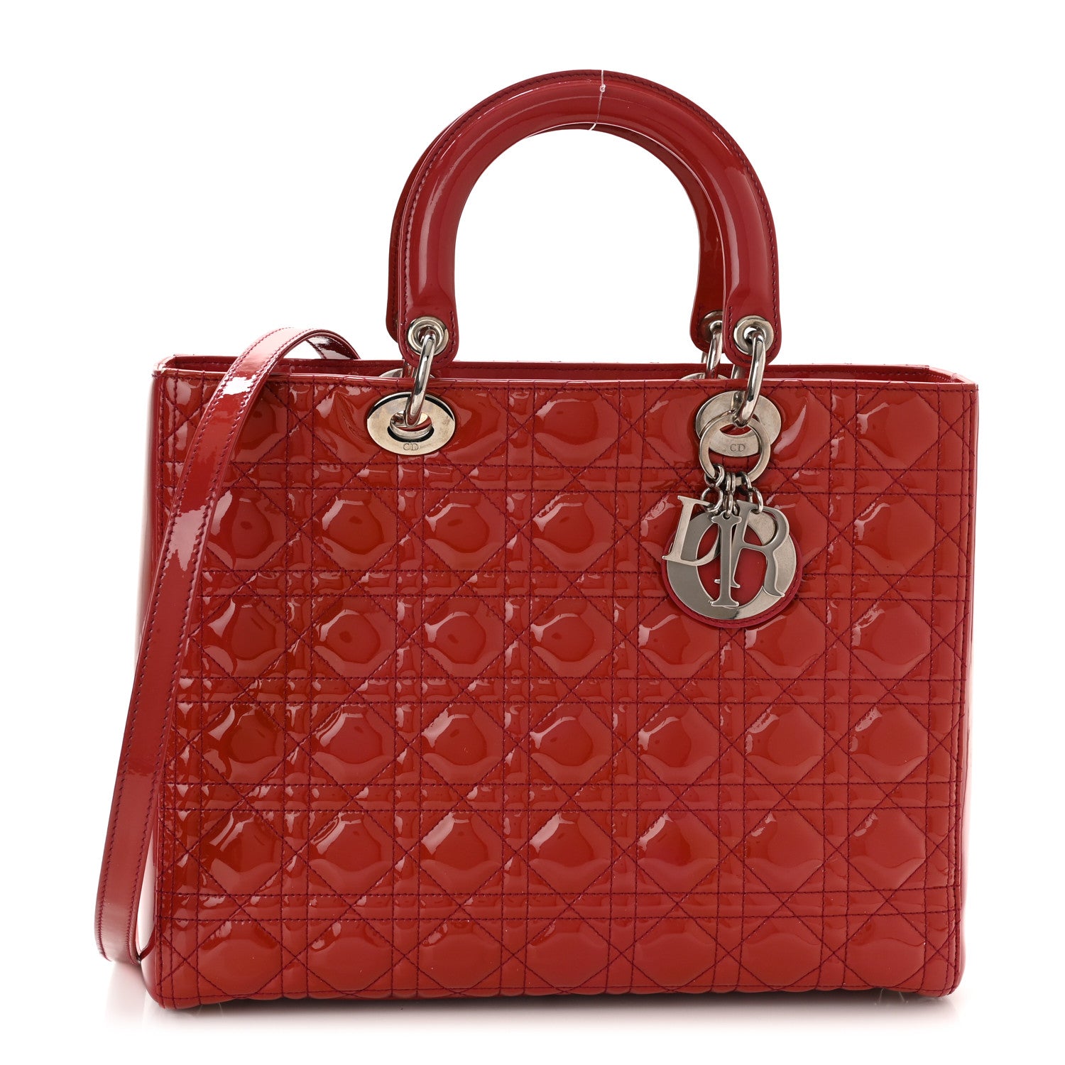 Christian Dior Patent Cannage Large Lady Dior Red 1 of 13