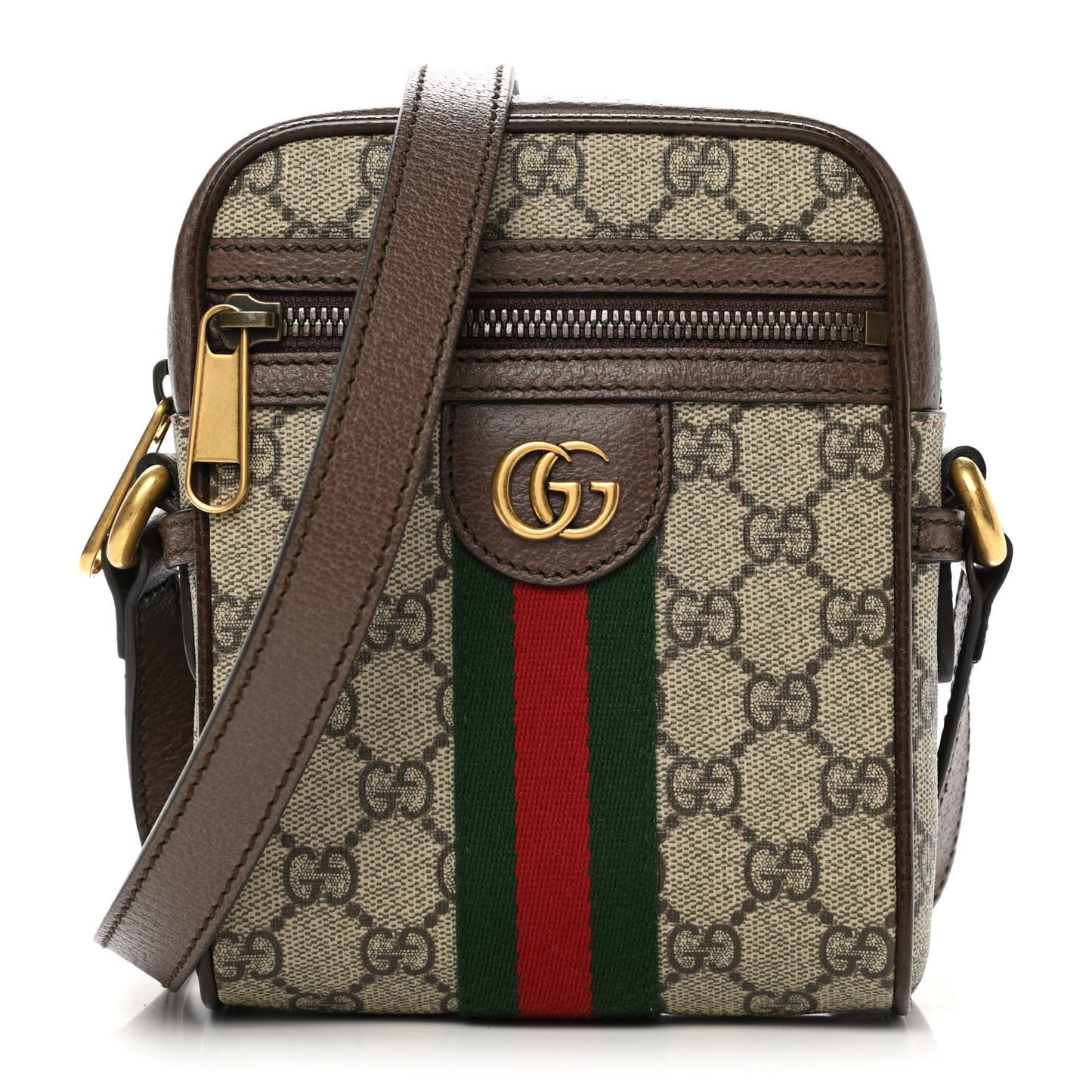 GG Supreme Monogram Web Mini Ophidia Messenger Brown