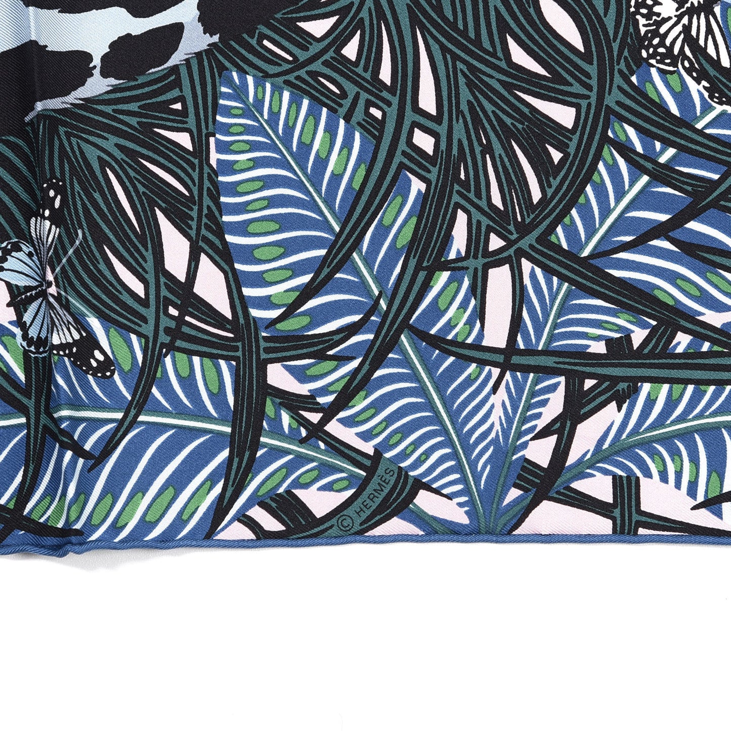 Silk Jaguar Quetzal Scarf 90 Quetsche Rose Bleu Vert