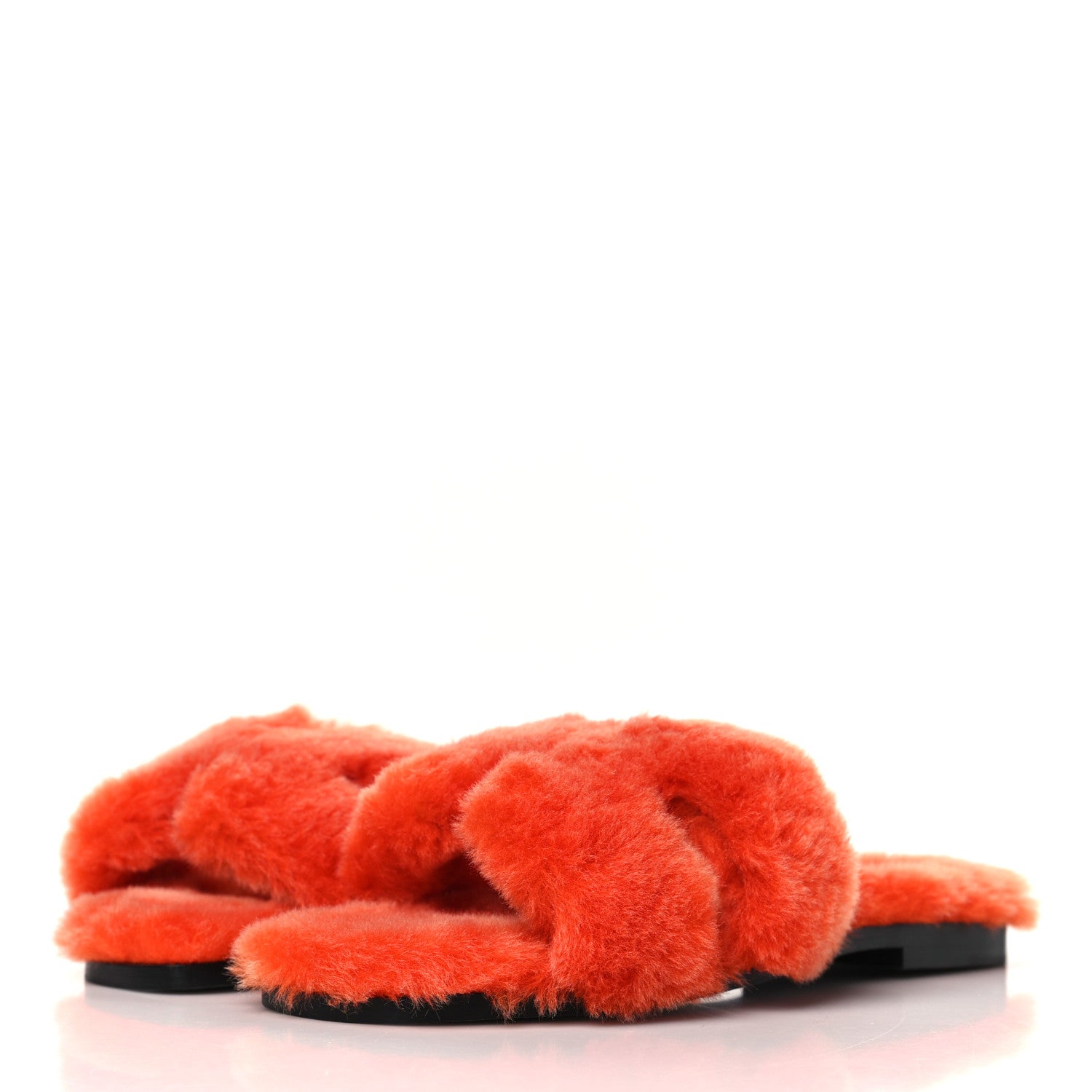 Hermes Woolskin Oran Sandals 35.5 Orange 3 of 8