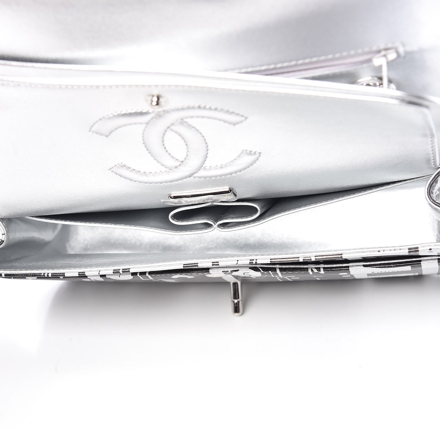 Lambskin Hand Painted Medium Double Flap Black Silver