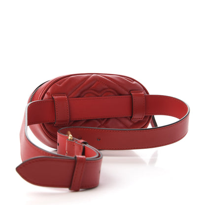 Gucci Calfskin Matelasse GG Marmont Belt Bag 85 34 Hibiscus Red 3 of 11