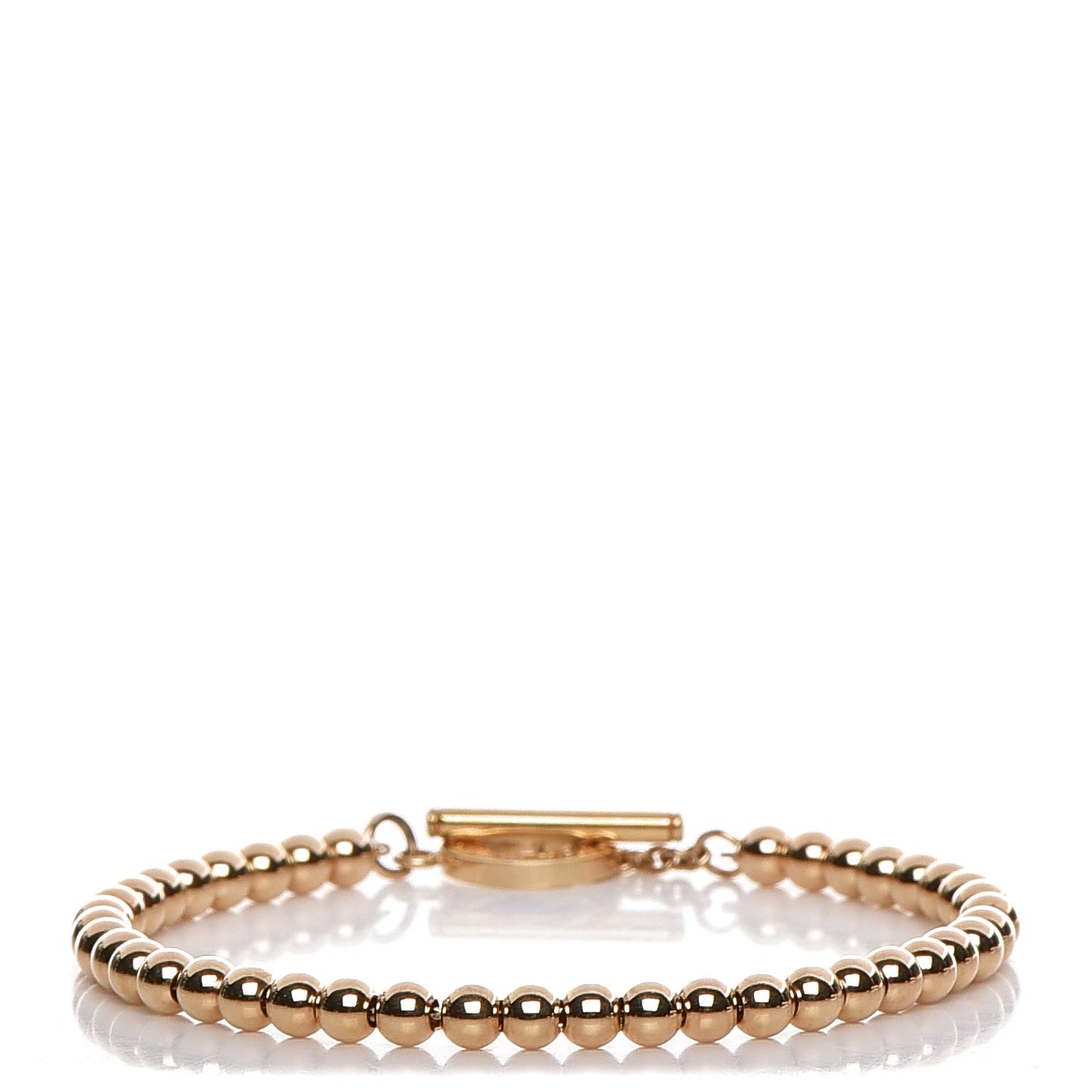 18K Yellow Gold 4mm Beads Toggle Bracelet