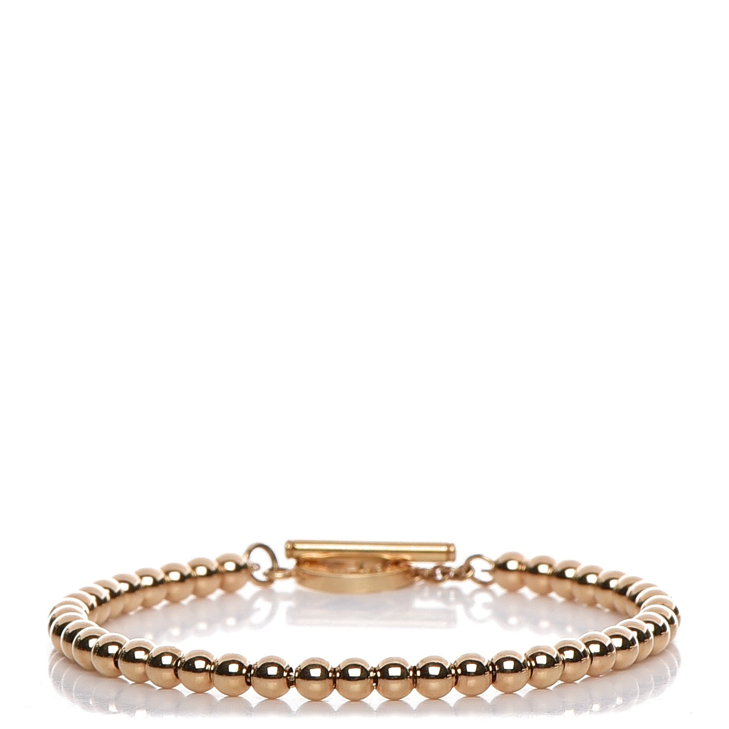 Tiffany 18K Yellow Gold 4mm Beads Toggle Bracelet 1 of 6