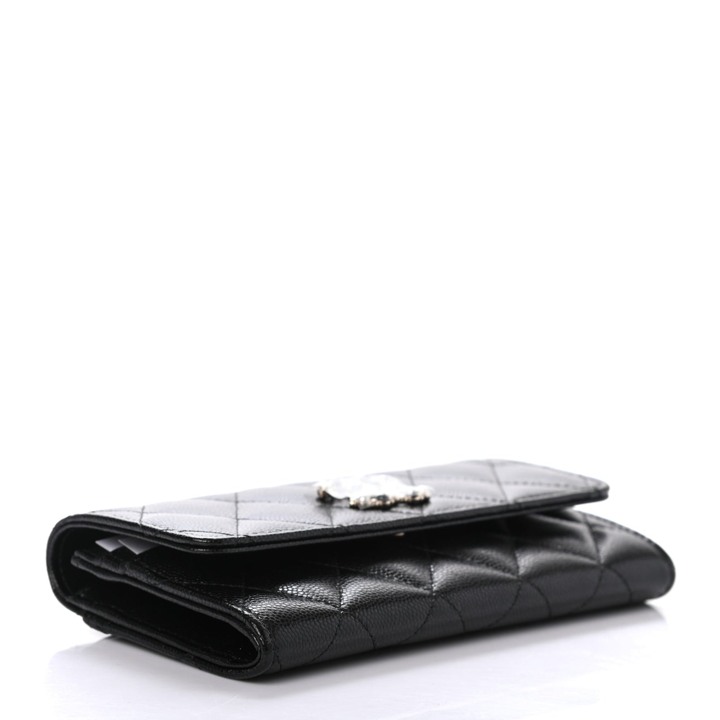 Caviar Quilted Pearl Coco Candy Wallet Black