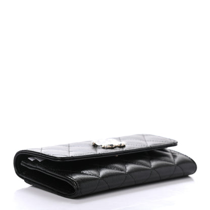 Chanel Caviar Quilted Pearl Coco Candy Wallet Black 4 of 9