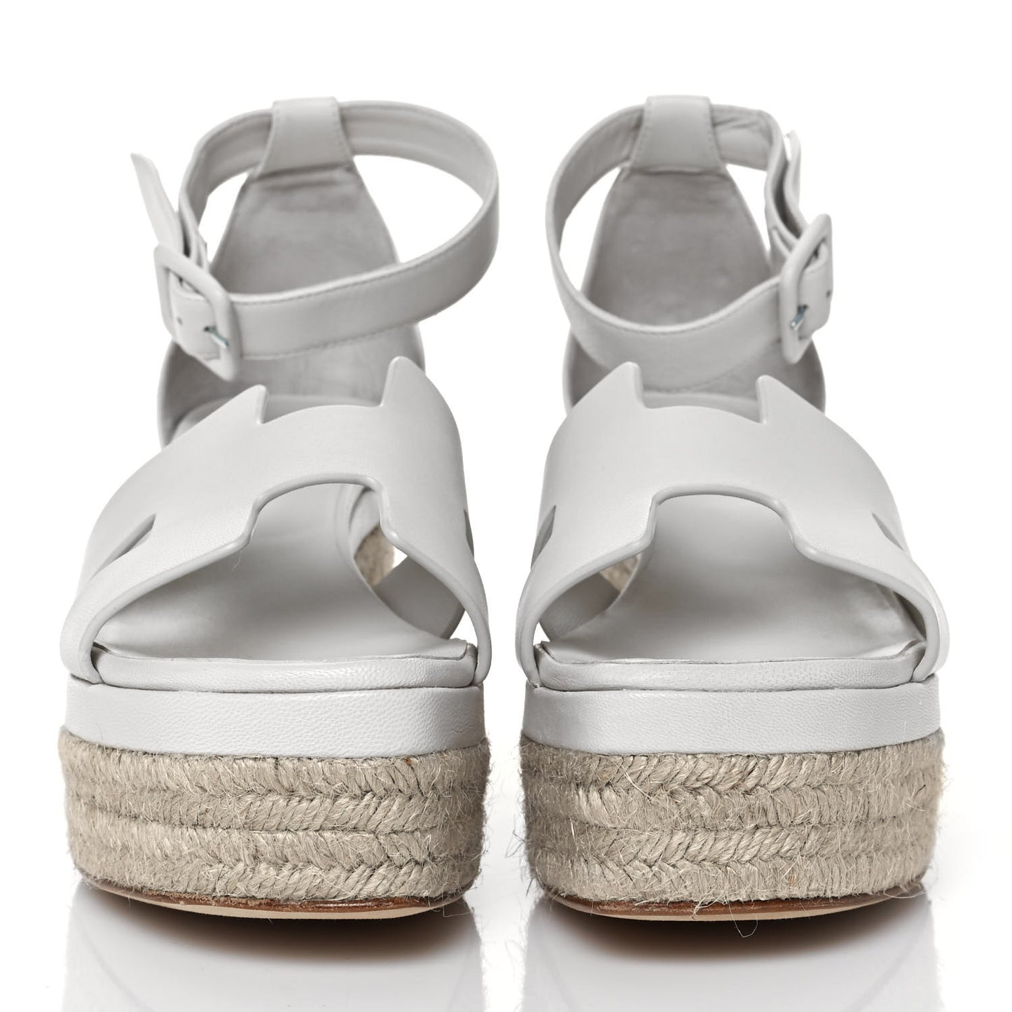 Goatskin Elda Espadrille Wedge Sandals 40 White
