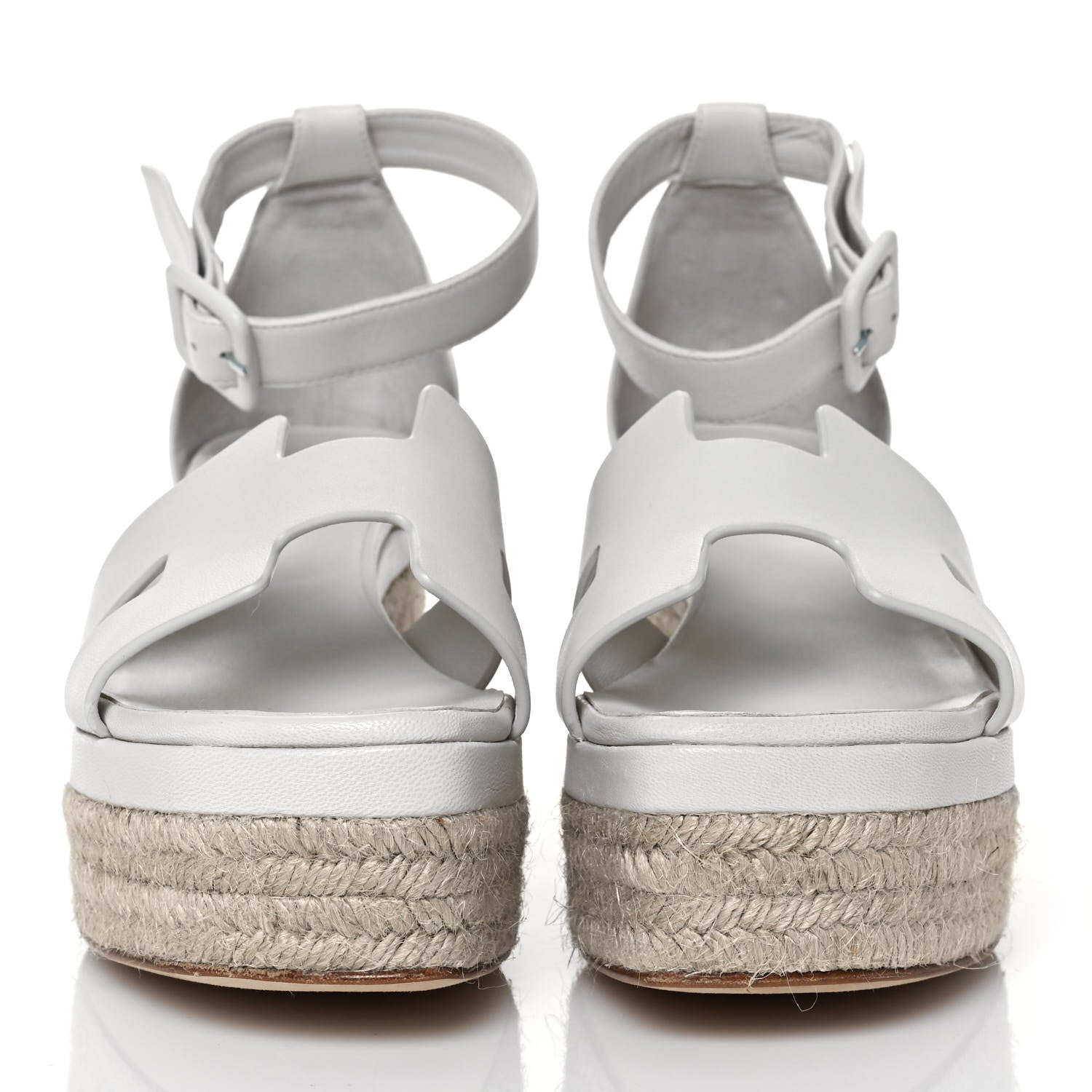 Hermes Goatskin Elda Espadrille Wedge Sandals 40 White 2 of 7