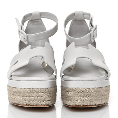 Hermes Goatskin Elda Espadrille Wedge Sandals 40 White 2 of 7