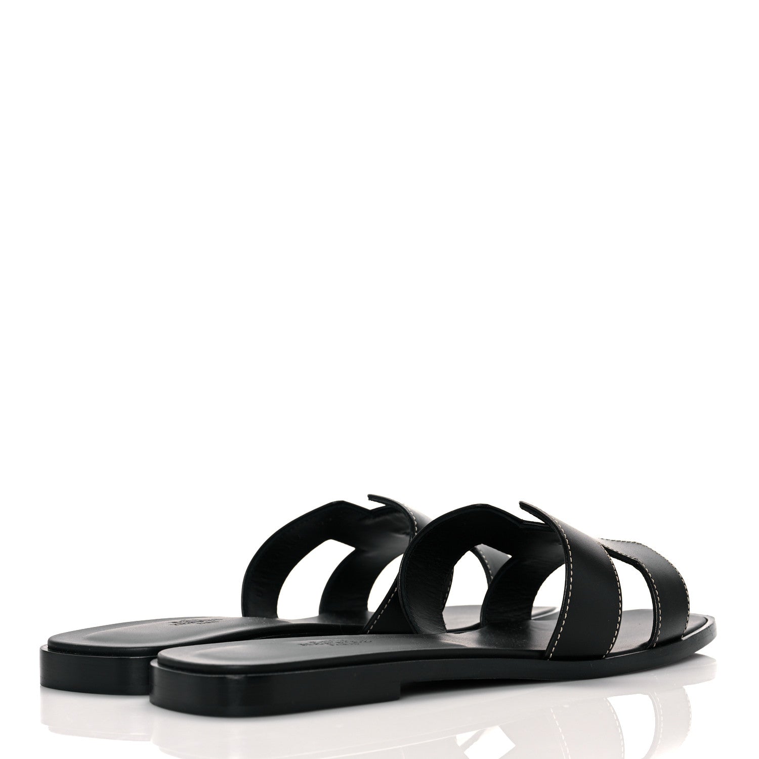 Hermes Box Calfskin Oran Sandals 39.5 Black 4 of 9