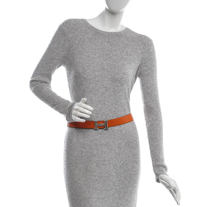 Hermes Togo Box 32mm H Belt 100 Orange Black 2 of 8