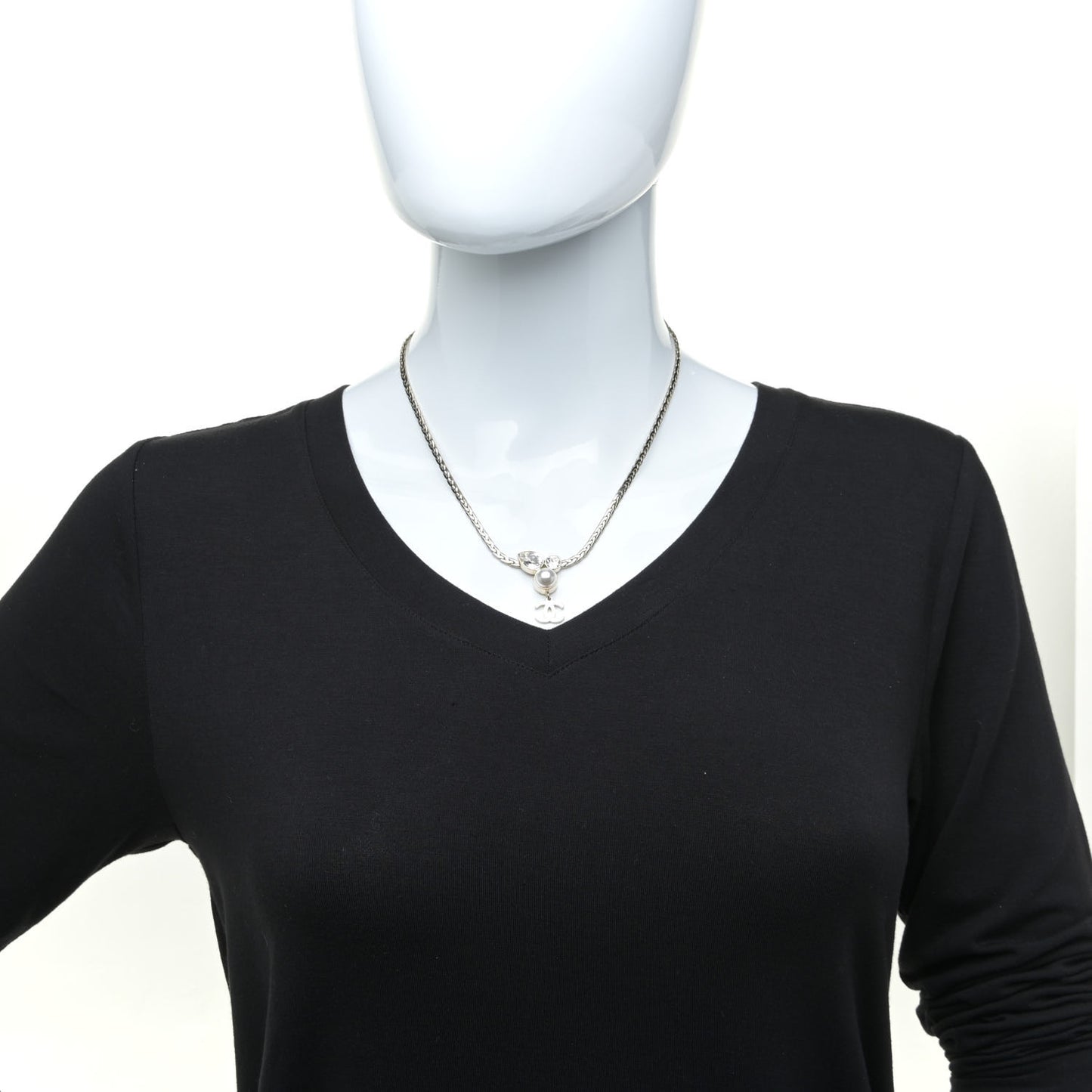 Pearl Crystal CC Teardrop Braided Necklace Gold