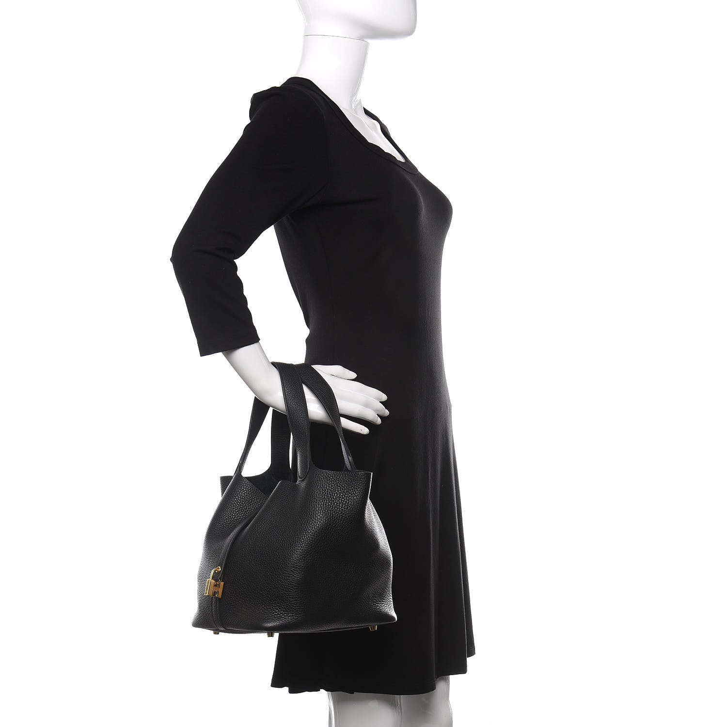 Hermes Taurillon Clemence Picotin Lock 22 MM Black 2 of 10