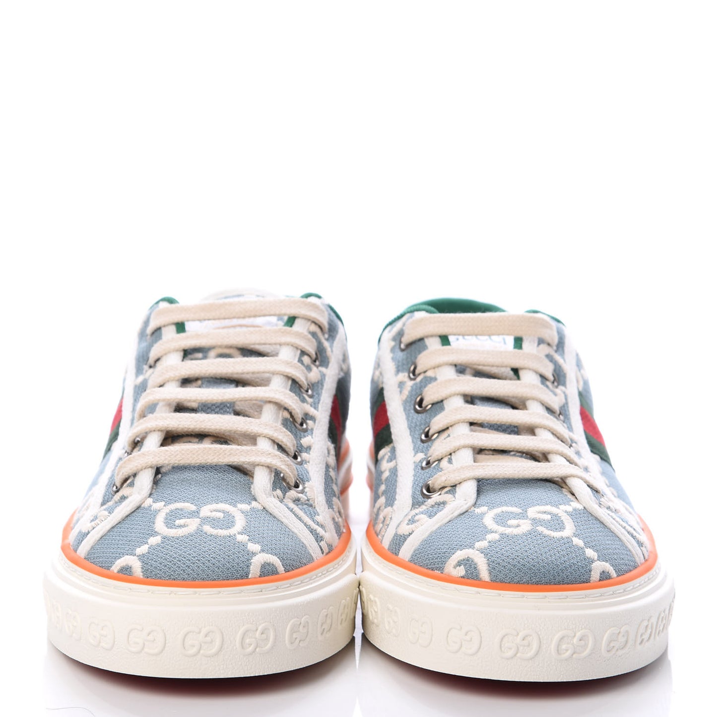 Cotton GG Monogram Web Womens 1977 Tennis Sneakers 40 Philod Ivory Mystic White