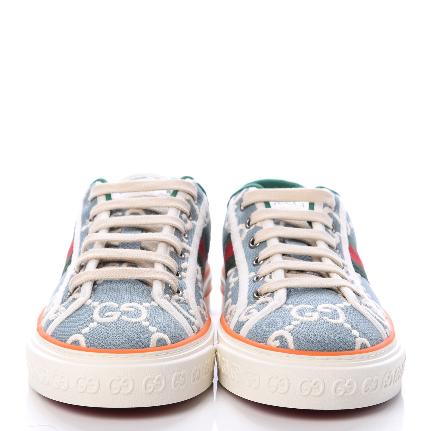 Gucci Cotton GG Monogram Web Womens 1977 Tennis Sneakers 40 Philod Ivory Mystic White 2 of 7