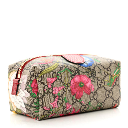 Gucci Soft GG Supreme Monogram Flora Calfskin Small Ophidia Cosmetic Case Beige Ebony Multicolor Rosso 3 of 8