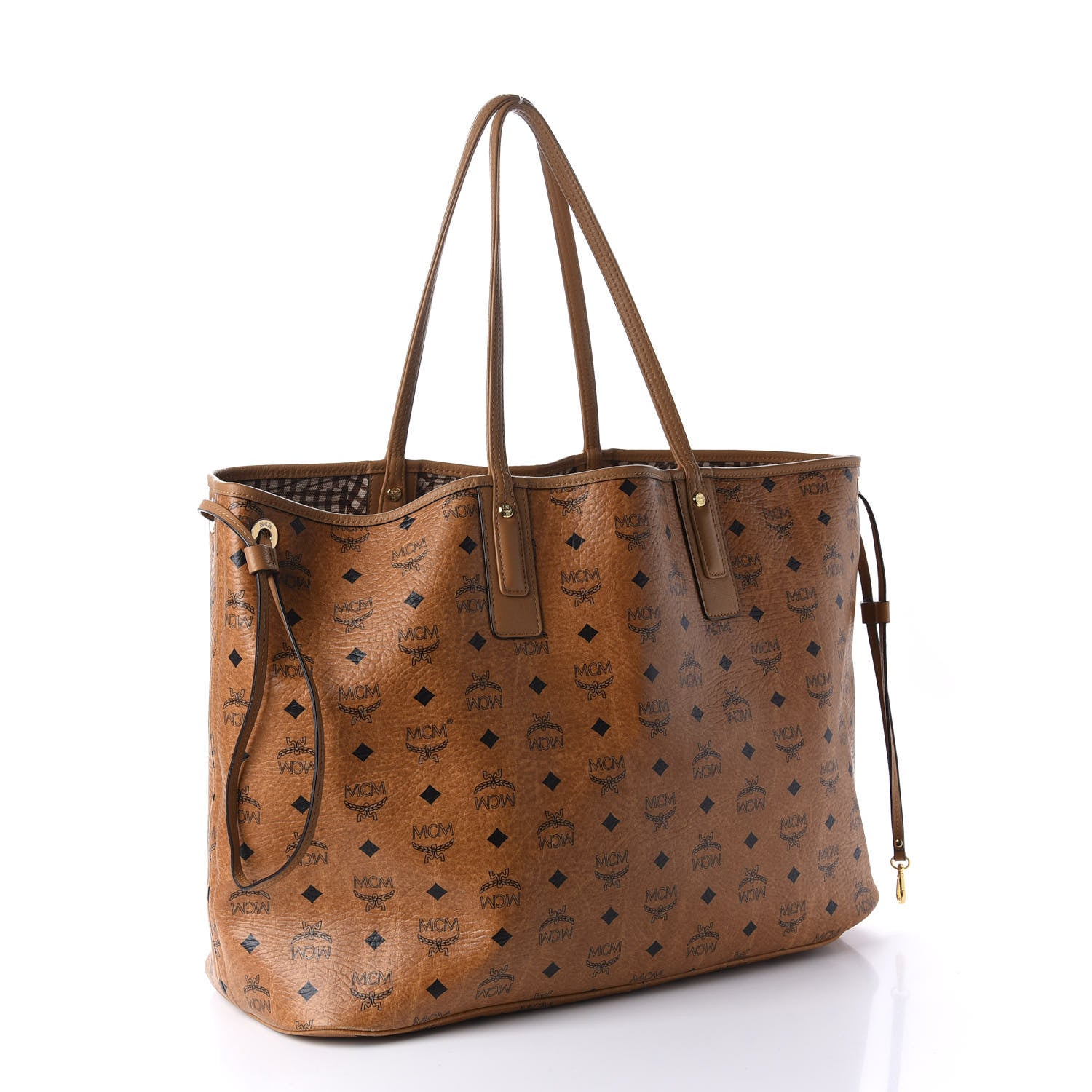 MCM Visetos Large Liz Reversible Shopper Tote Cognac 4 of 16