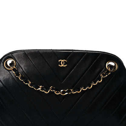Chanel Lambskin Chevron Quilted Frame Shoulder Bag Black 8 of 14