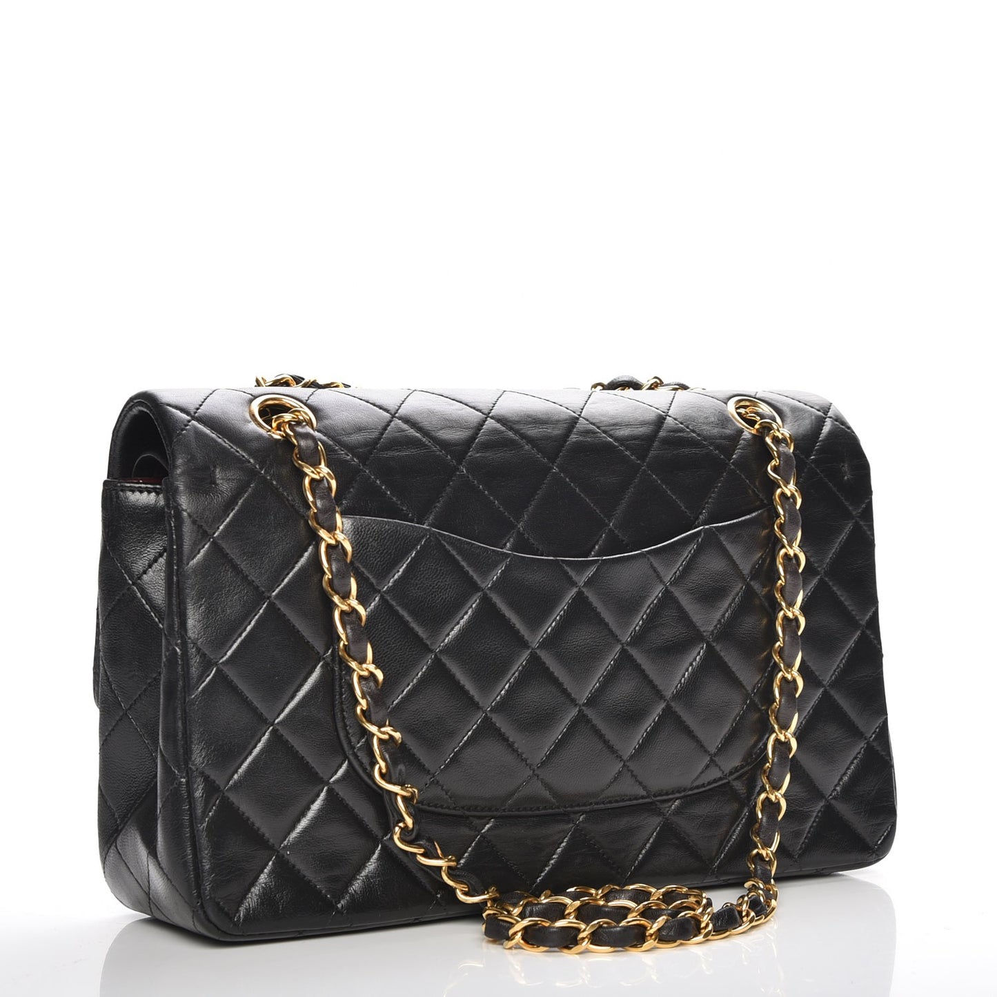 Lambskin Quilted Medium Double Flap Black