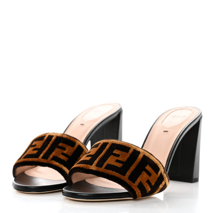 Fendi Velvet FF Slide Sandals 39 Tobacco 3 of 8