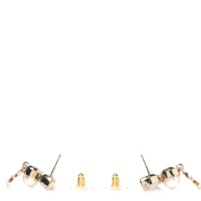 Chanel Pearl Crystal CC Drop Earrings Gold 3 of 4
