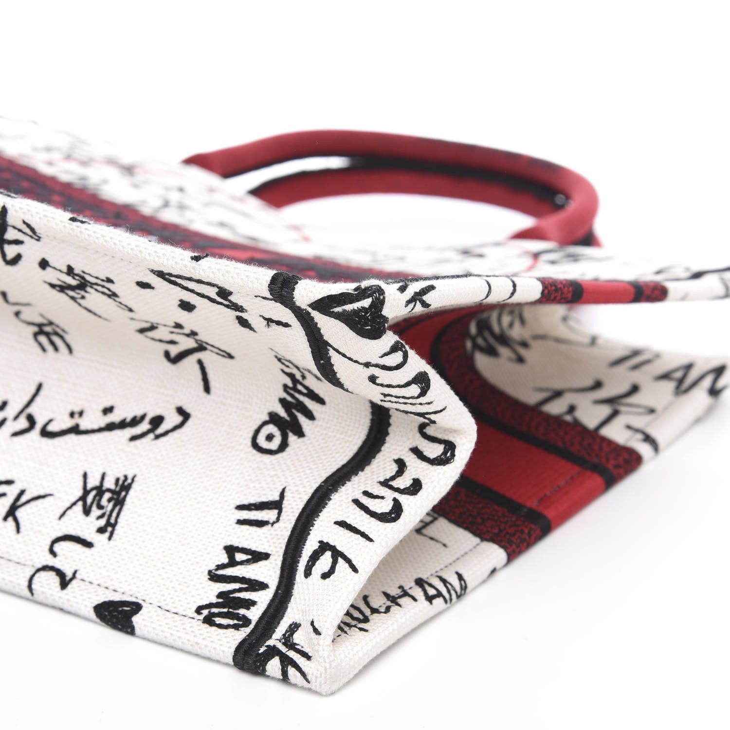 Christian Dior Canvas Embroidered Medium Dioramour Graffiti Book Tote Latte Multicolor 11 of 11