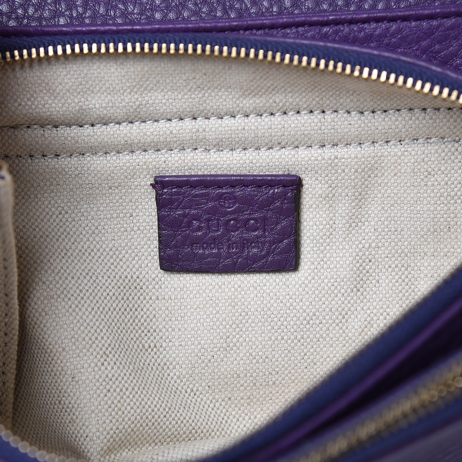 Gucci Pebbled Calfskin Piston Broadway Evening Bag Purple 6 of 7