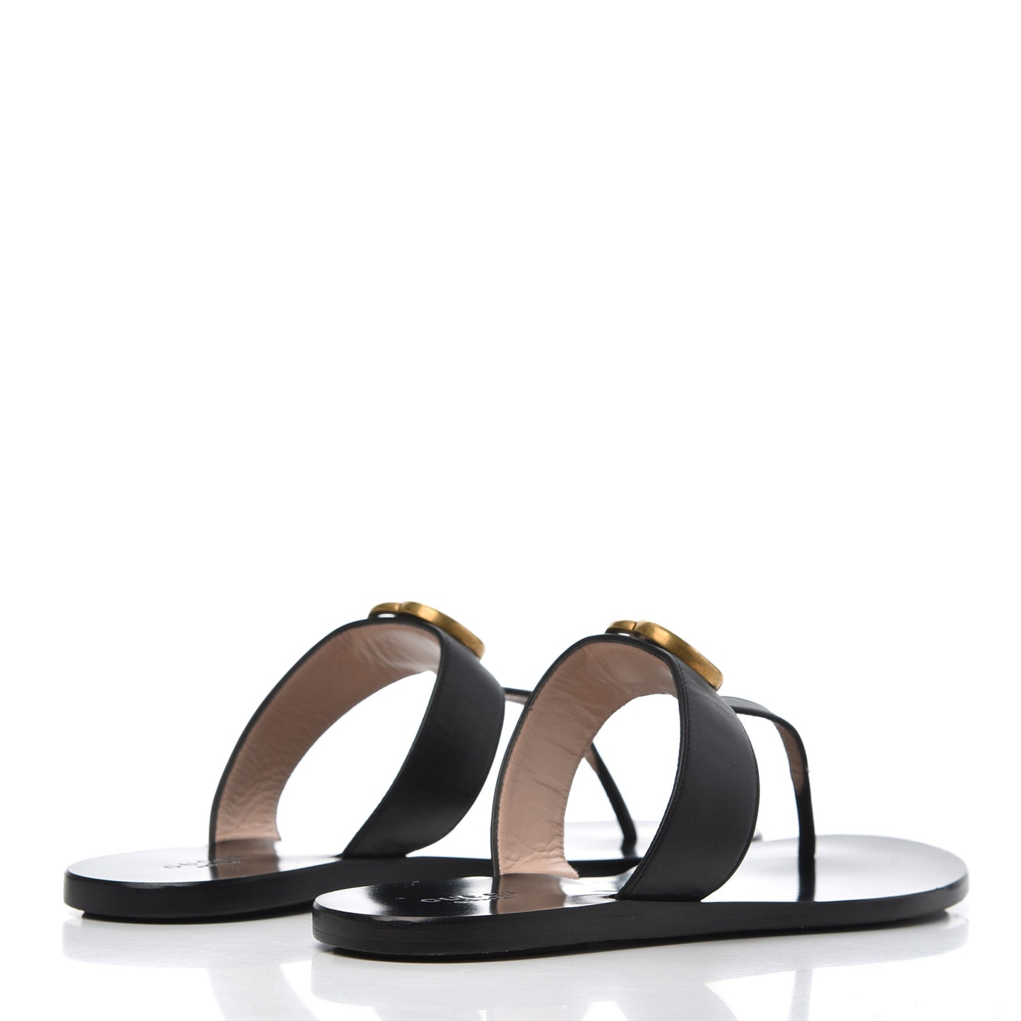 Calfskin GG Marmont Thong Sandals 38 Black