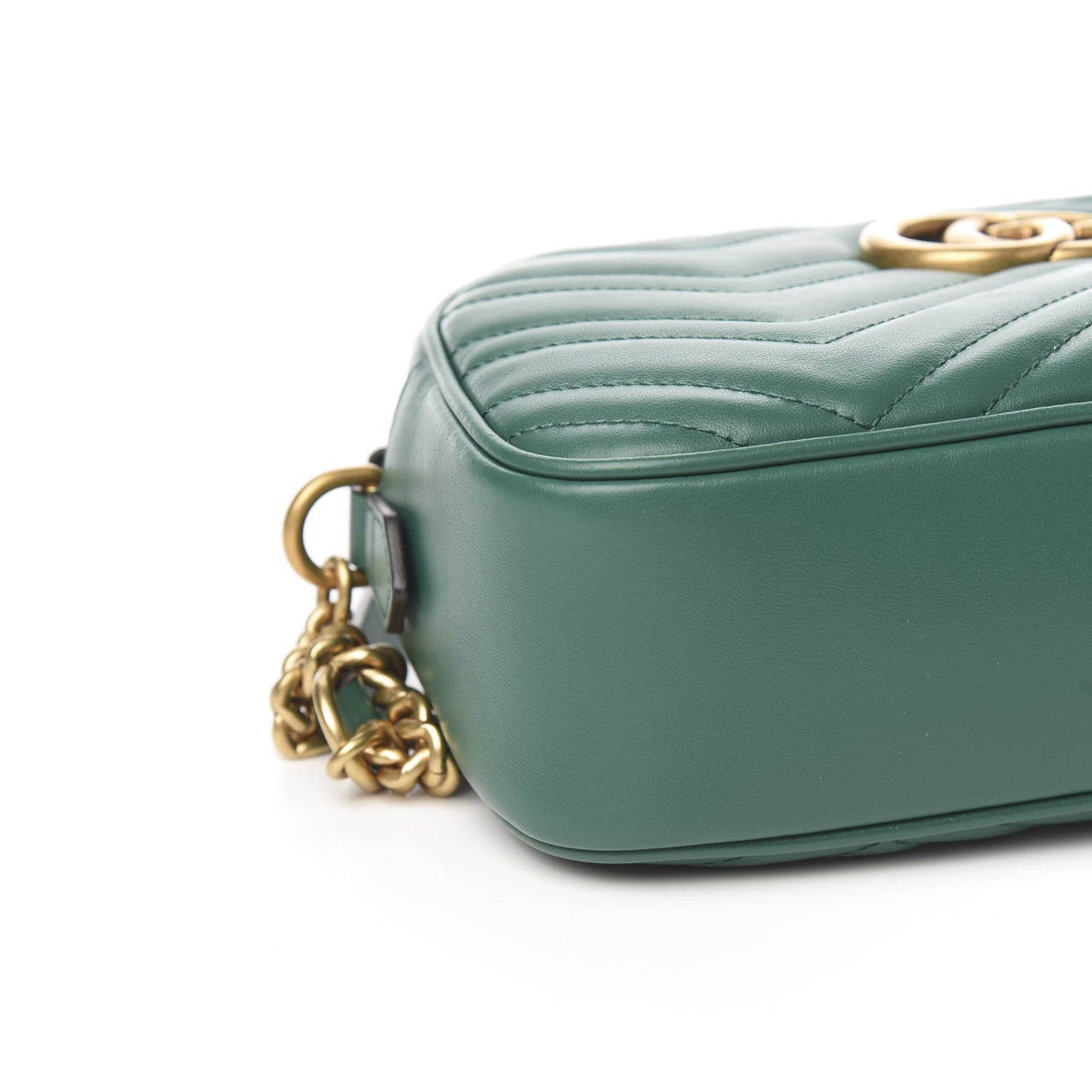 Calfskin Matelasse Small GG Marmont Chain Shoulder Bag Emerald Green