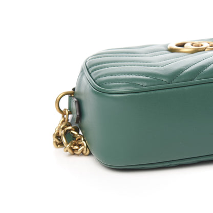 Gucci Calfskin Matelasse Small GG Marmont Chain Shoulder Bag Emerald Green 7 of 9