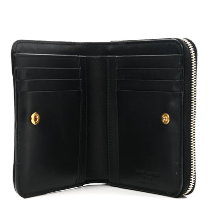 Saint Laurent Calfskin Matelasse Joan Compact Zip Around Wallet Black 5 of 9