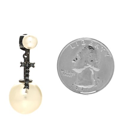 Christian Dior Crystal Pearl My ABCDior T Tribale Earring Black Silver 2 of 4