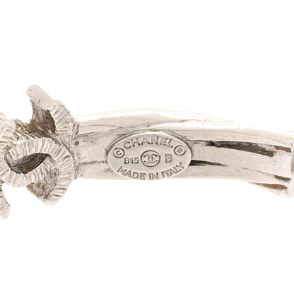 Chanel CC Twist Hoop Earrings Silver 4 of 4