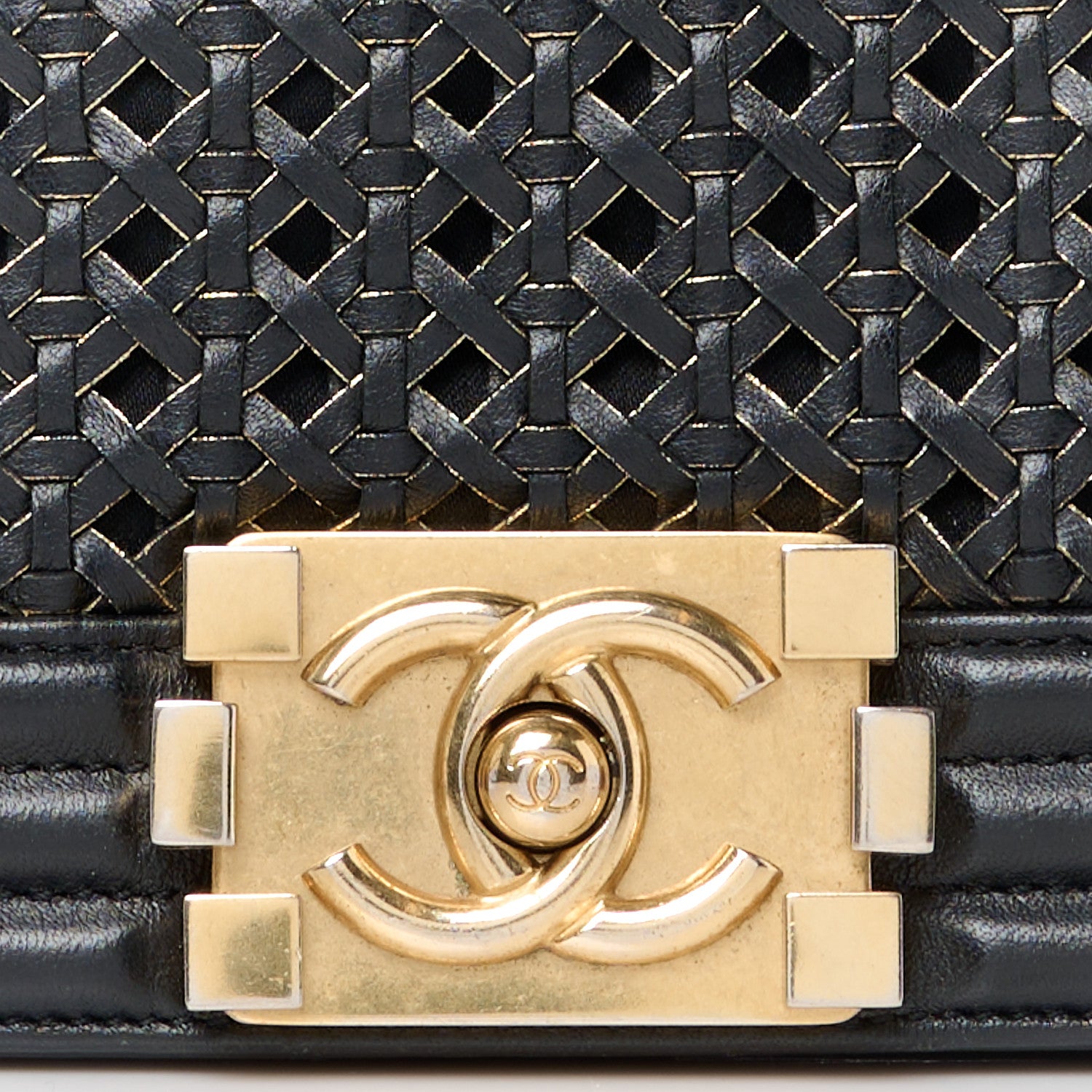 Chanel Sheepskin Braided Small Boy Reverso Flap Black 8 of 10