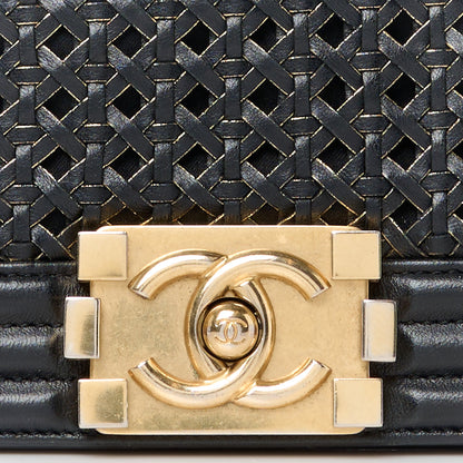 Chanel Sheepskin Braided Small Boy Reverso Flap Black 8 of 10