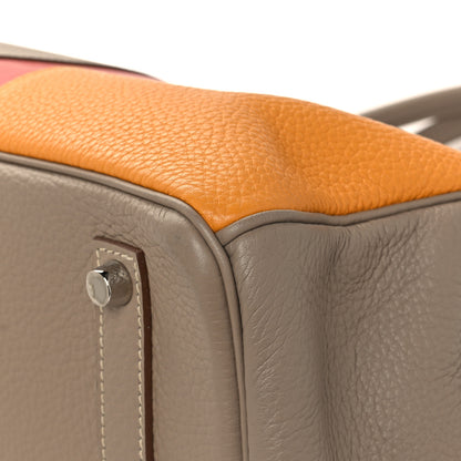 Hermes Taurillon Clemence Swift Tri-Color Birkin 35 Sanguine Gris Tourterelle Moutarde 10 of 15